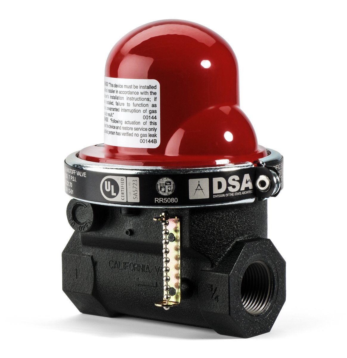 Pacific Seismic Products 300 Series Horizontal Earthquake Gas ShutOff Valve, 3/4Inch by
