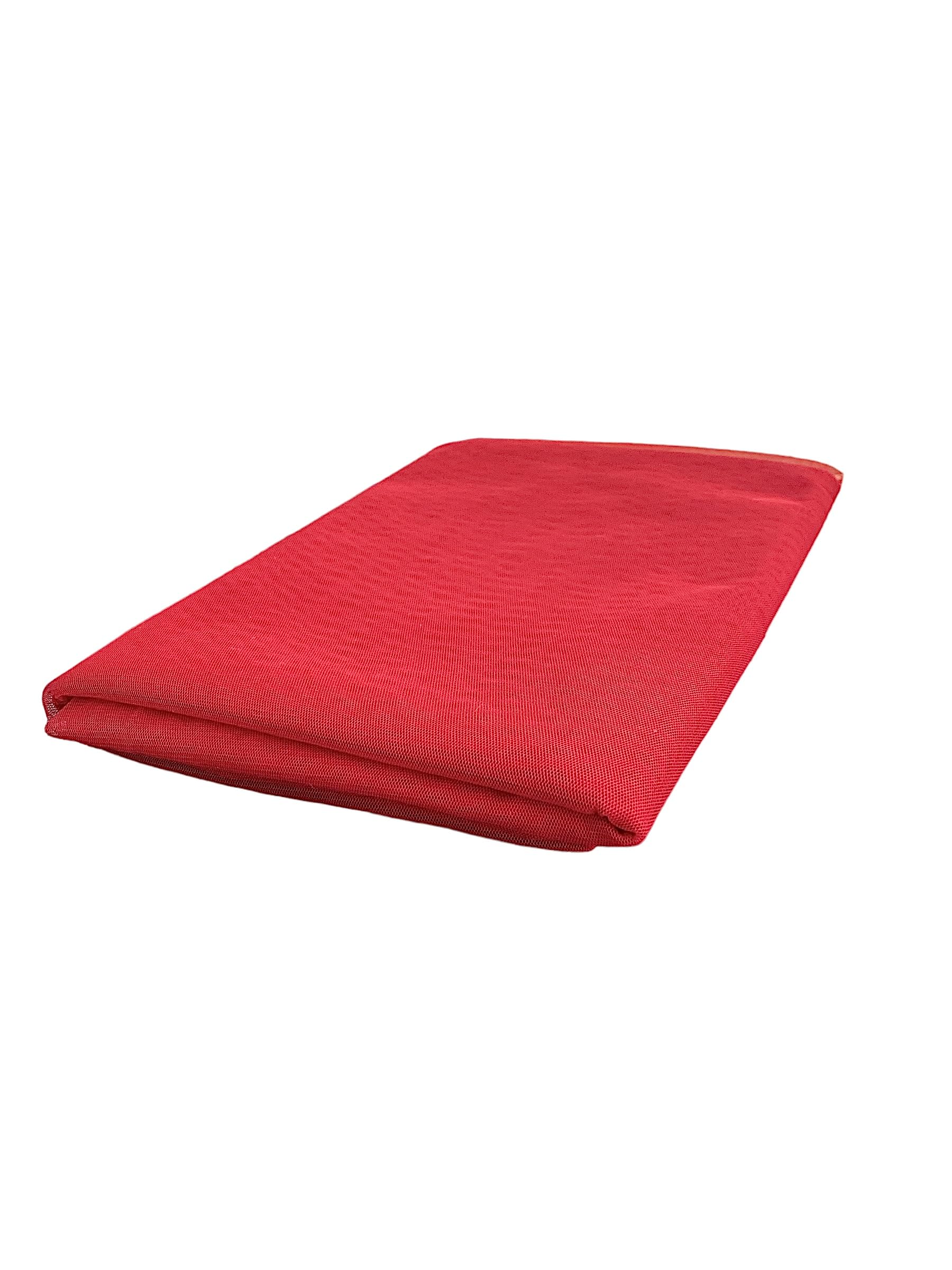 Novato Textiles Premium 4 Way Stretch Dress Net Fabric Mesh Bridal Dress Fabric Nylon Material pre Cut Fabric (Red, 2 Meter)