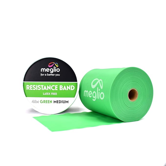 meglio latexfreies Widerstandsband 46 Meter Rolle – Übungsband – 5 Widerstandsniveaus verfügbar – extra-leicht, leicht, mediu