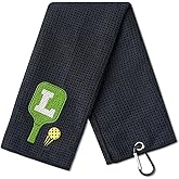 CybGene Embroidered Pickleball Towel, Funny Gift for Pickleball Lovers, 16"x 24" Microfiber Towel, Initial L