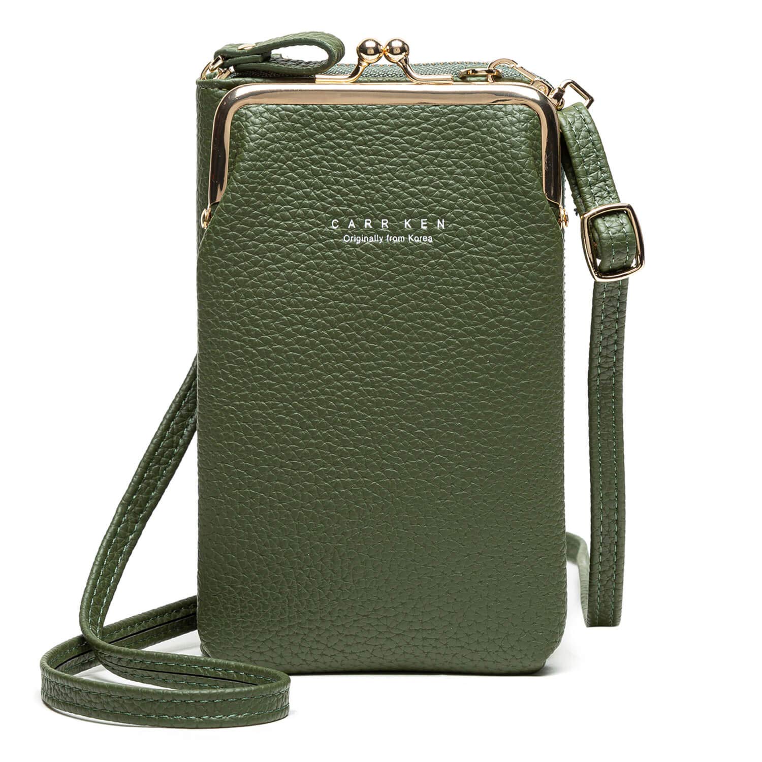 YIMENGYA Women Crossbody Phone Bag Ladies Wallet Small Soft PU Leather Cell Phone Purse Mini Shoulder Bag with Strap Card Slots (Green)