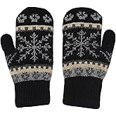 INOGIH Women Winter Outdoor Warm Mittens Gloves - Thermal-Lining Knit-Gloves for Outdoor Cold Weather