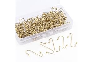 Lemonfilter 120 Pcs Ornament Hooks, Gold Christmas Ornament Hooks for Christmas Tree, Metal Wire Christmas Ornaments Hangers S-Shaped Anchors for Xmas Tree Party Balls Decorations Hanging