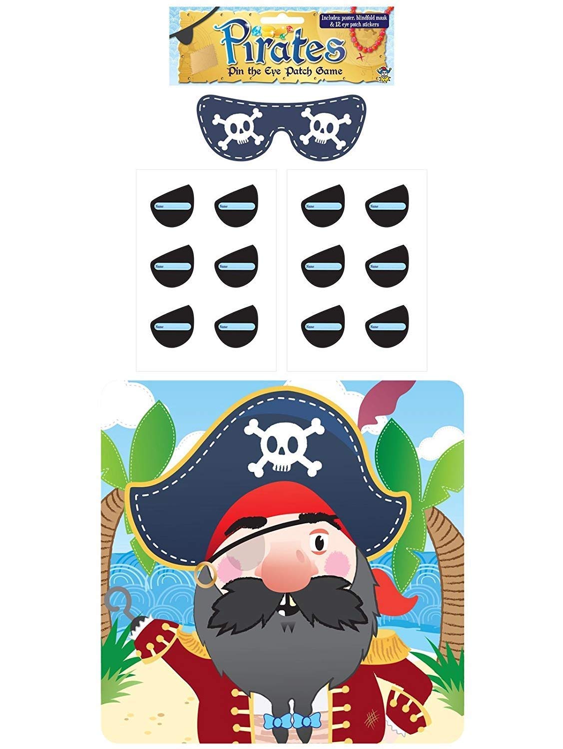 Henbrandt Stick The Eye Patch On The Pirate Game - Party Childrens Kids Pin Tail Activity