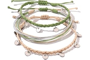 FANCY SHINY String Ankle Bracelets Waterproof Rope Anklets Braided Beach Boho Coin Anklets Cute Friendship Foot Jewelry for Women Teen Girls