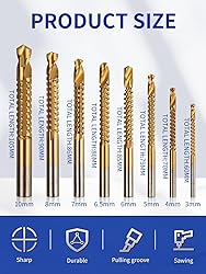 Rocaris 8 Pack Titanium Coated HSS Twist Drill