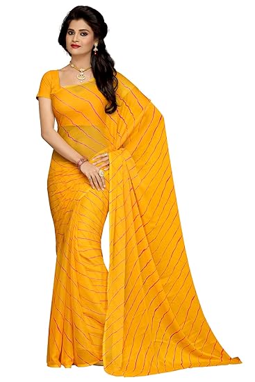Womens Chiffon Saree without Blouse Piece