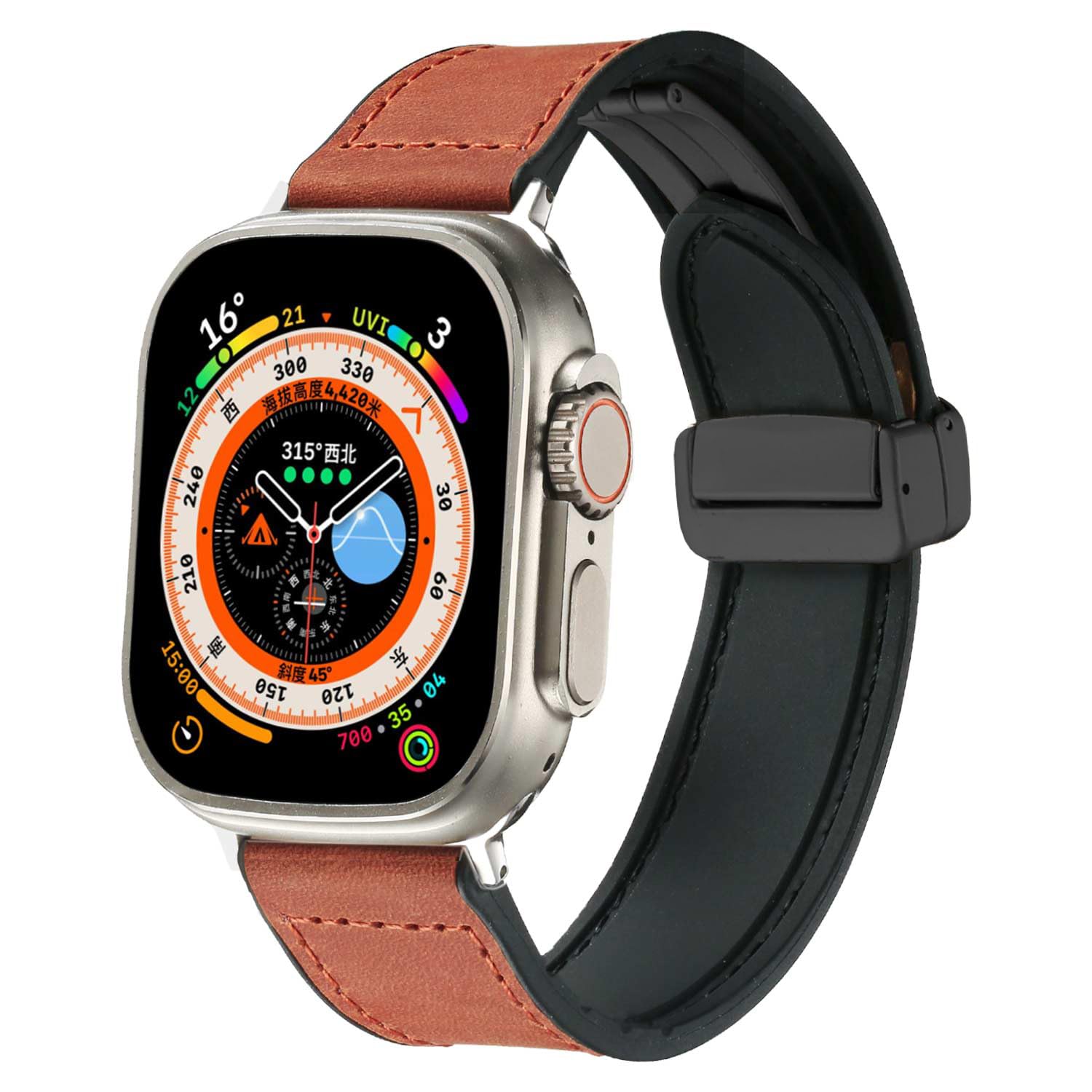 MUENShop Vintage Suede Leather Compatible with Apple Watch Strap 49mm 45mm 44mm 42mm Silicone Magnetic Clasp Compatible with iWatch Series 9 8 7 6 5 4 3 2 1 & SE Ultra/Ultra 2