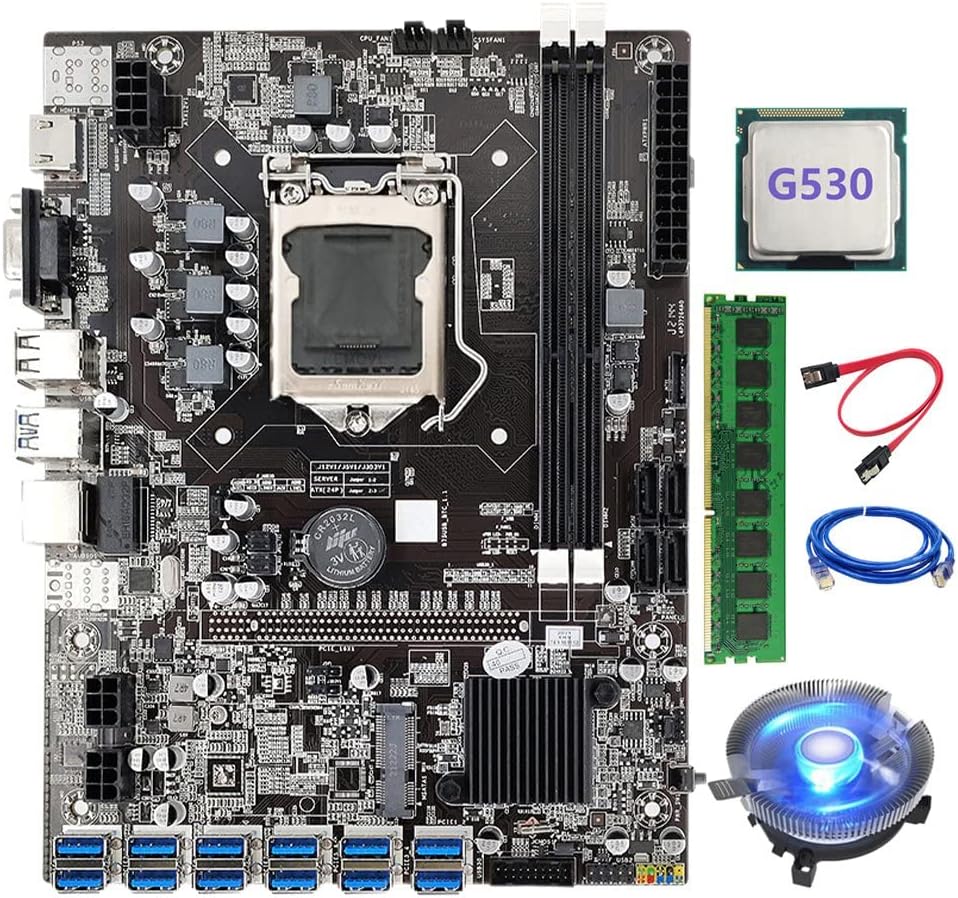 Lodokdre B75 ETH Mining Motherboard 12 PCIE to USB LGA1155 w/ G530 CPU 4GB RAM