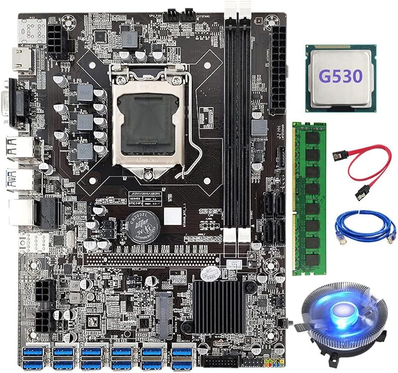 Lodokdre B75 ETH Mining Motherboard 12 PCIE to USB LGA1155 w/ G530 CPU 4GB RAM