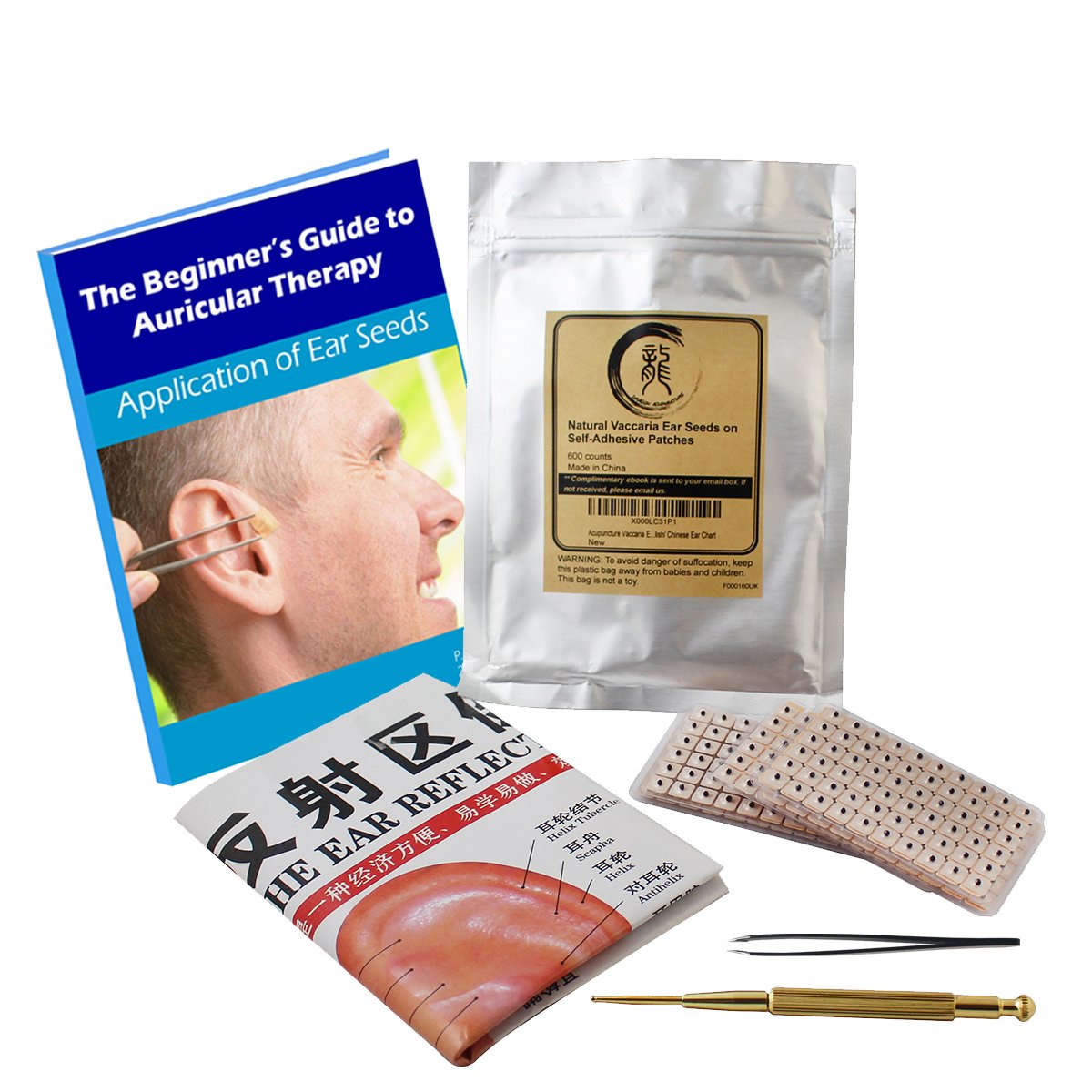 MultiCondition Ear Seeds Acupuncture Kit 600 Counts, eBook Placement