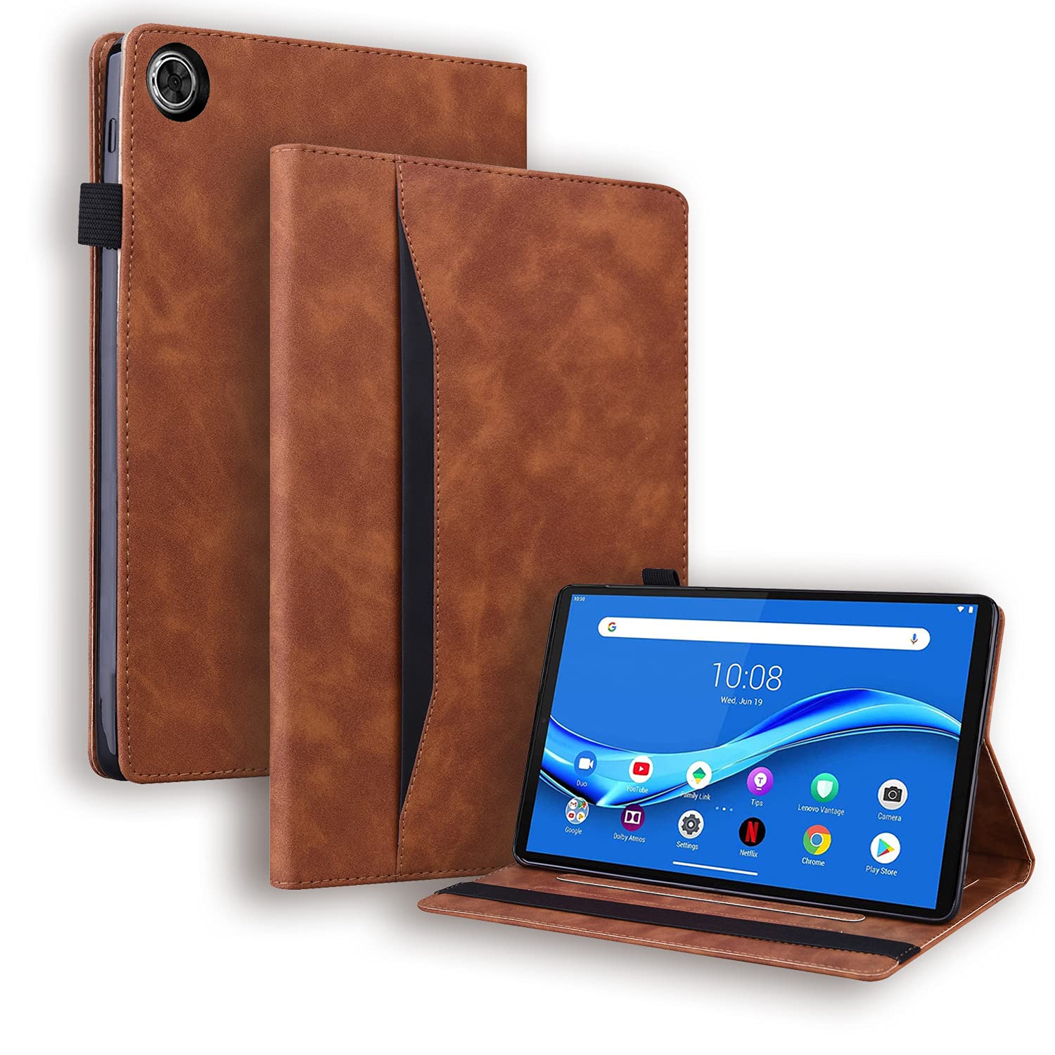 Auslbin Case for Lenovo Tab M10 FHD Plus 10.3 Inch TB-X606X/X606F Tablet,[Premium PU Leather][Auto Wake/Sleep][Pen Holder][Multi Angle Kickstand][with Card Slots] - Brown