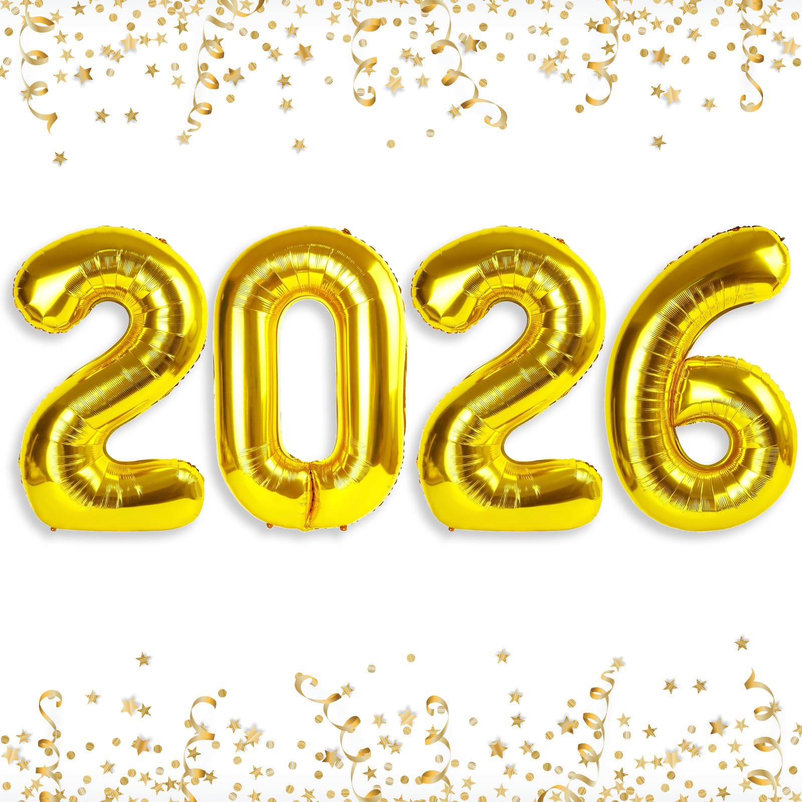 Photo 1 of 2026 Balloons Gold 2026 Balloon Numbers - 16 Inch Happy New Year Foil Balloons 2026 for New Year Eve Party Supplies Birthday Graduation Anniversary Decorations