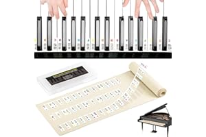 Chrxbei Silicone Piano Key Stickers, Piano Keyboard Stickers for 88 Keys, Removable Piano Key Labels, Piano Notes Guide for Beginners Piano Accessories-Rainbow