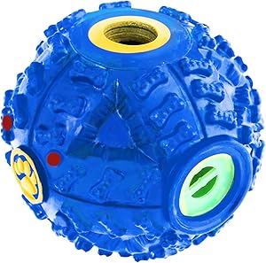 SunGrow 4 Inches Interactive Treat Dispenser Dog Balls, Black-Colored Food Puzzle Toys, Promote Mental & Physical Stimulation, Increases IQ, Boredom Buster, Produce Sound on Rolling