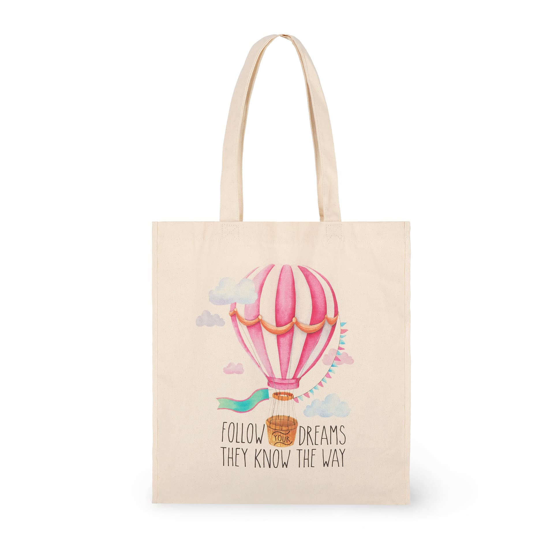 Legami - Cotton Bag, Inner Pocket, with Bellow, Long Handle, Eco-friendly, 38.5 x 42 cm, Air Balloon Theme