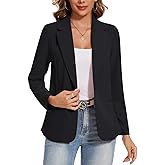 MINTLIMIT Women's Casual Blazers Notched Lapel One Button Suit Jacket Blazer Work Office Long Sleeve Blazer with Pockets(Black,M)