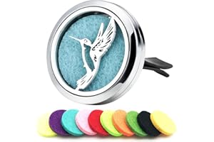 AZNECK 30mm Car Essential Oil Diffuser Vent Clips Air Freshener Vent Clip Aromatherapy Car Accessories 10 Felt Pads for Gift Women (Hummingbird)