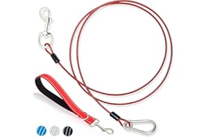 PAWNISAW Short Dog Leash - Chew Proof 5 FT Dog Tie Out Cable with Reflective Soft Padded Handle for Training Walking Running Hiking Camping - Heavy Duty Lead Strong Pet Cable for Small Medium Large Dogs