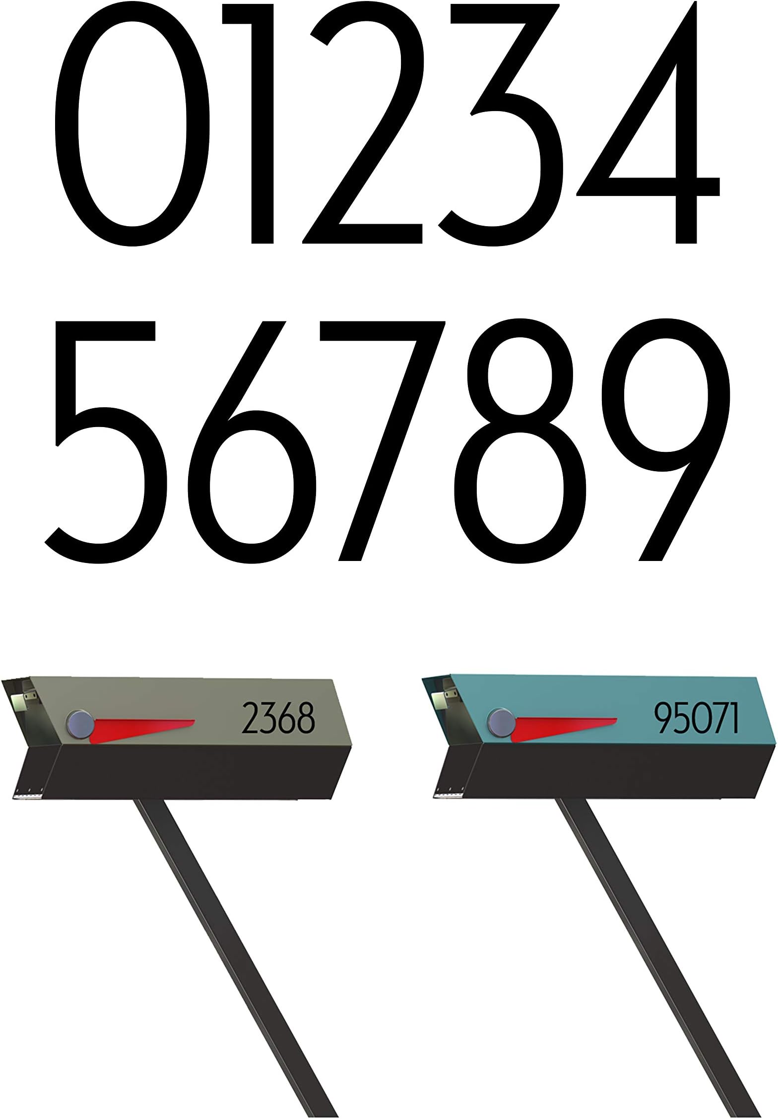 modbox USA Modern Mailbox Numbers, Custom Cut to Order, Set of 2 (Black)