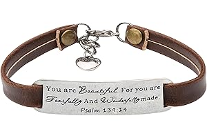 Yiyang Christian Gifts Leather Bracelet for Women Inspirational Faith Bible Verse Religious Jewelry Christmas Birthday Baptism Gift for Women