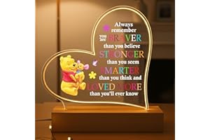 RYOTKIK Inspirational Night Lamp with Pooh Bear Cartoon Design Night Light, Inspirational Gifts for Birthday Christmas Graduation Back to School Gift for Friends Daughter Son Sister