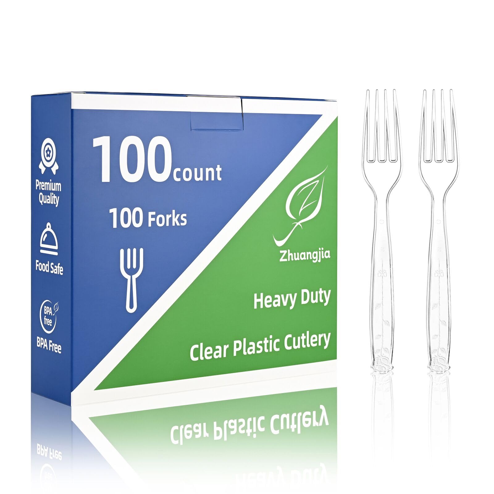 Photo 1 of 100 Count Extra Heavy Duty Clear Plastic Forks Disposable, BPA-Free, Heat Resistant, Durable Disposable Forks Bulk for Catering & Events ?Party Supplies