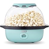 DASH SmartStore™ Deluxe Stirring Popcorn Maker, Hot Oil Electric Popcorn Machine with Large Lid for Serving Bowl and Convenie