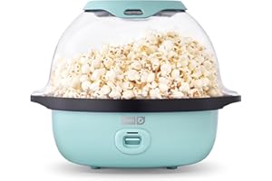 DASH SmartStore™ Deluxe Stirring Popcorn Maker, Hot Oil Electric Popcorn Machine with Large Lid for Serving Bowl and Convenie