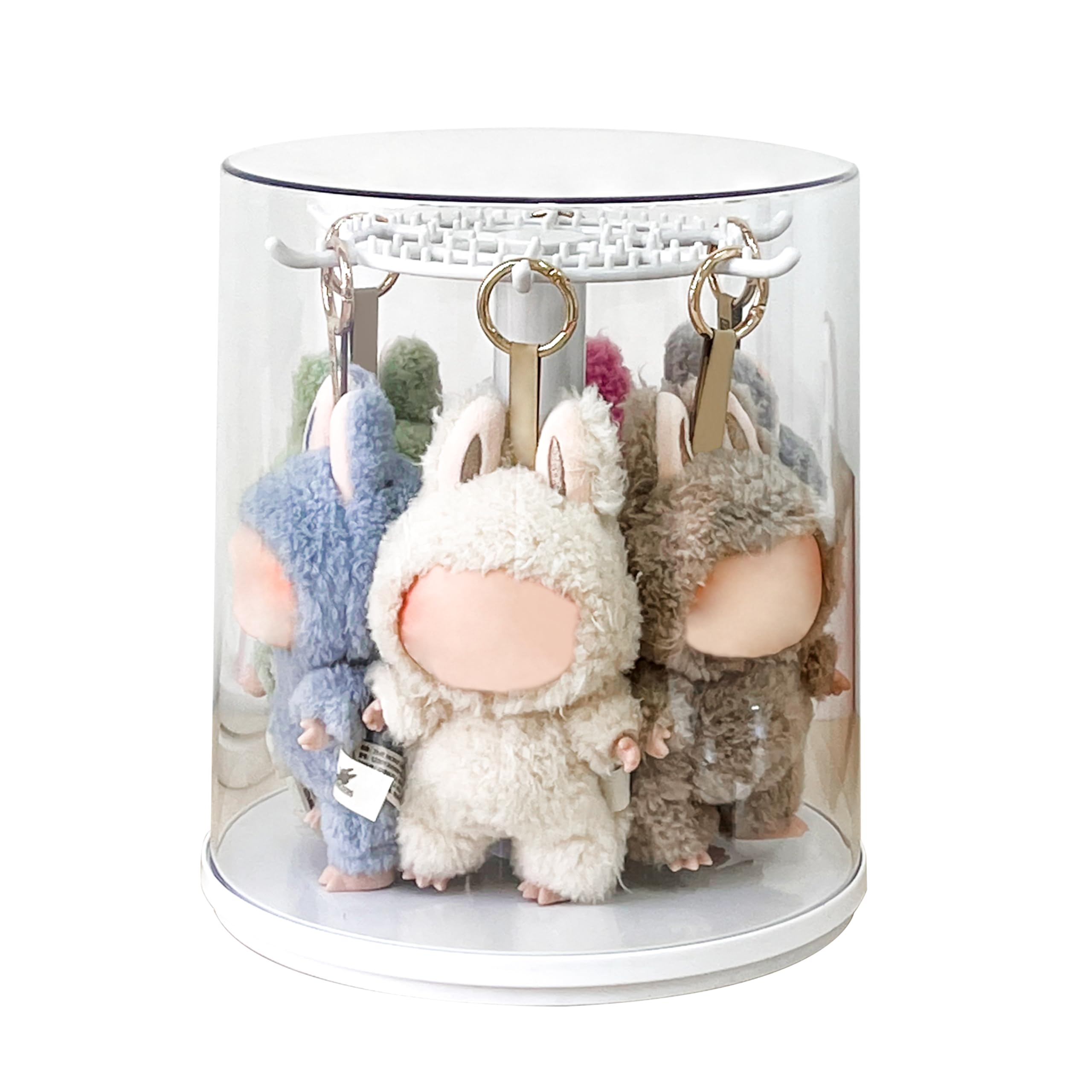 Photo 1 of KBBYT Rotating Doll Display Stand for 6.7-inch collectible Figures - Detachable Crystal PET Cover, Silent Motor Dustproof Showcase for Blind Box Toys(White)