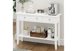 SogesGame Console Table with 3 Drawers, Entryway Table with Storage Shelf, 2 Tier Sofa Table Entry Table Hallway Table Behind