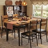 OUTLANE 5-Piece Rustic Dining Table Set for 4,Kitchen &amp; Dining Room Sets | Rectangular Wood &amp; Metal Kitchen Table with Chairs, Space‑Saving Vintage Industrial Dinette for Small Apartments, Retro Brown