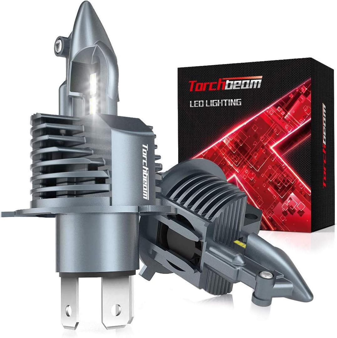 Torchbeam H4 9003 HB2 Led Headlight Bulbs Conversion Kit, T3 Series Headlights with Fan, Canbus Ready Csp Chips 6000K White, Pack of 2