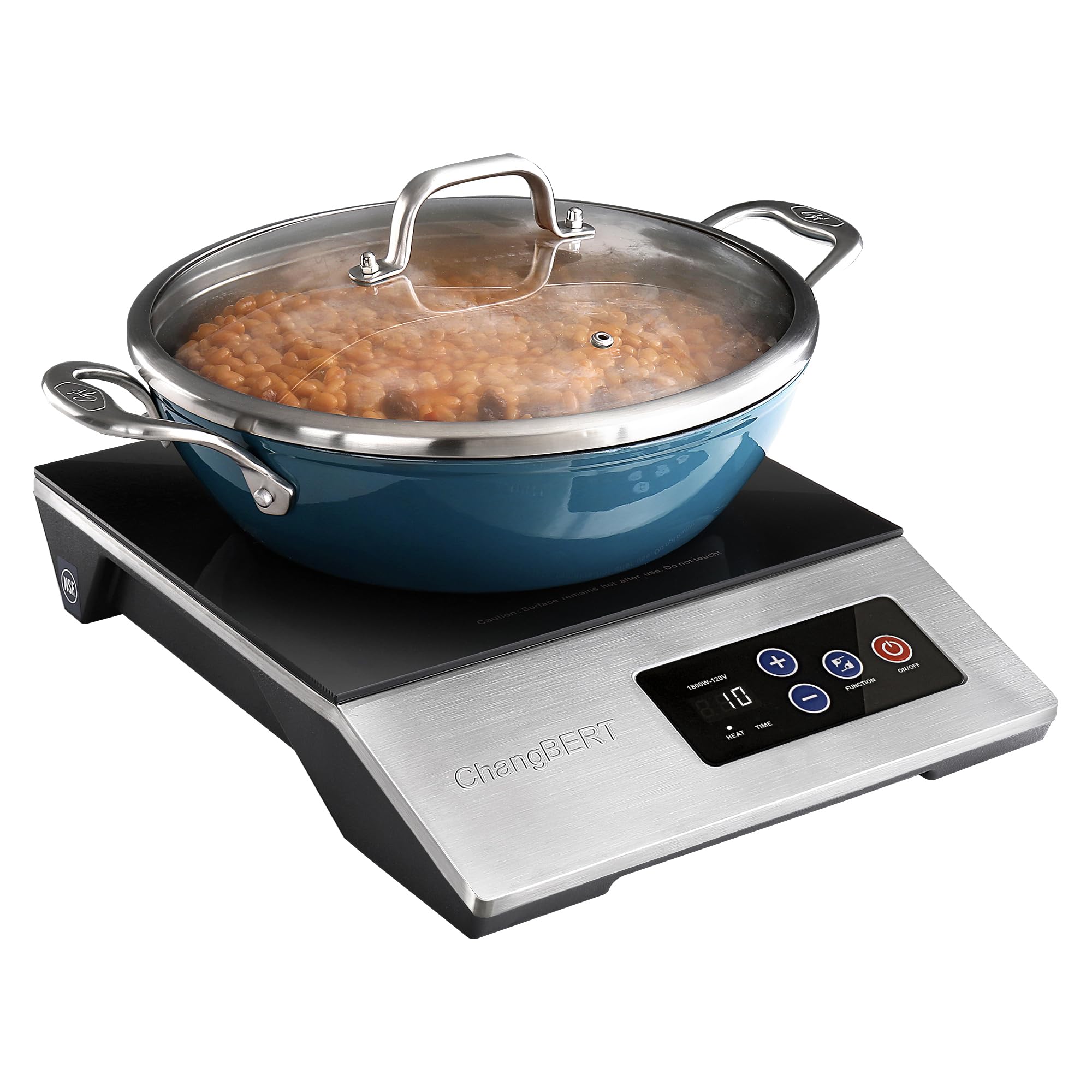 Photo 1 of ChangBERT 1800W Commercial Grade Induction Cooktop, NSF Certified Portable Large 8" Heating Coil, 12" Heat Resistant Cooking Surface Premium Stainless Steel Pro Chef Professional Burner Hot Plate