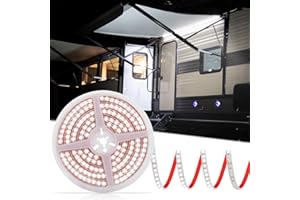 CCBASEBALL 20FT RV Awning Lights, IP68 Waterproof Camper Awning Lights, 12v White Rv Led Strip Lighting for Motorhome Travel,Travel Trailers, Camper, Food Trucks