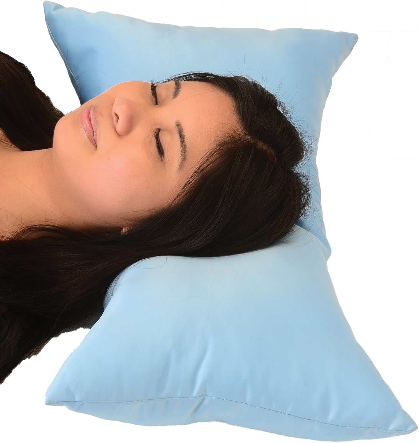 NOVA Curve Neck Pillow, Butterfly Shaped Head & Neck Pillow, Travel Pillow with Removable Light Blue Satin Cover: Health & Personal Care