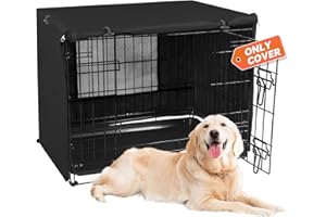 X-ZONE PET 48" Dog Crate Cover for Indoor/Outdoor - Heavy Duty Polyester Pet Kennel Cover Fits for Wire Dog Cage Black