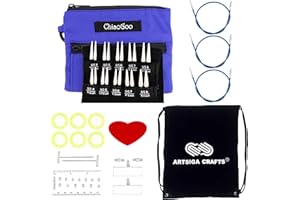 ChiaoGoo Twist Red Lace Shorties 2 & 3-Inch Large Blue 7230-S Interchangeable Knitting Needle Set, 10-Pairs Sizes US 4, 5, 6, 7, 8, Stainless Steel with 3 Cords with Project Bag