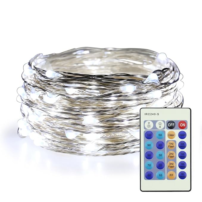 ER CHEN Cool White Fairy Lights Plug in, 33ft 100 LED Starry String