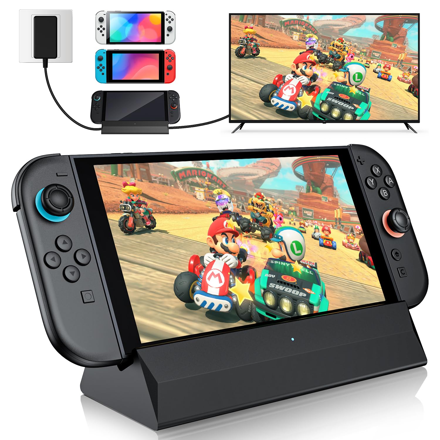 BOXPSII for Nintendo Switch 2 Dock Station, TV Docking Station with 4K@120Hz HDMI Output/Type C Port/3 USB Port/100W Fast Charging for Nintendo Switch 2/1/OLED Support Latest System (v21.0.1)