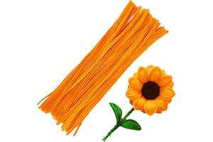 VEROAVE 60 Pieces Orange Pipe Cleaners, Christmas Craft Pipe Cleaners,Pipe Cleaners Chenille Stem,Pipe Cleaners Bulk,Art Pipe Cleaners for Creative Home Decoration Supplies Arts and Crafts Project