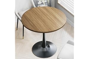 OSIVAEX 24 inch Small Tulip Table for 2 Person, Walnut Round Dining Table for Kitchen, Leisure Wood Mid Century Modern Table with Metal Pedestal Base for Cafe, Living Room, Bar, Circle Bistro Tables
