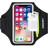 Running Armband with Earphone Pouch Fits Phones up to 6.9" | Cell Phone Armband for iPhone, Water Resistant &amp; Breathable Sports Phone Holder &amp; Zipper Pocket Car Key Holder for Jogging