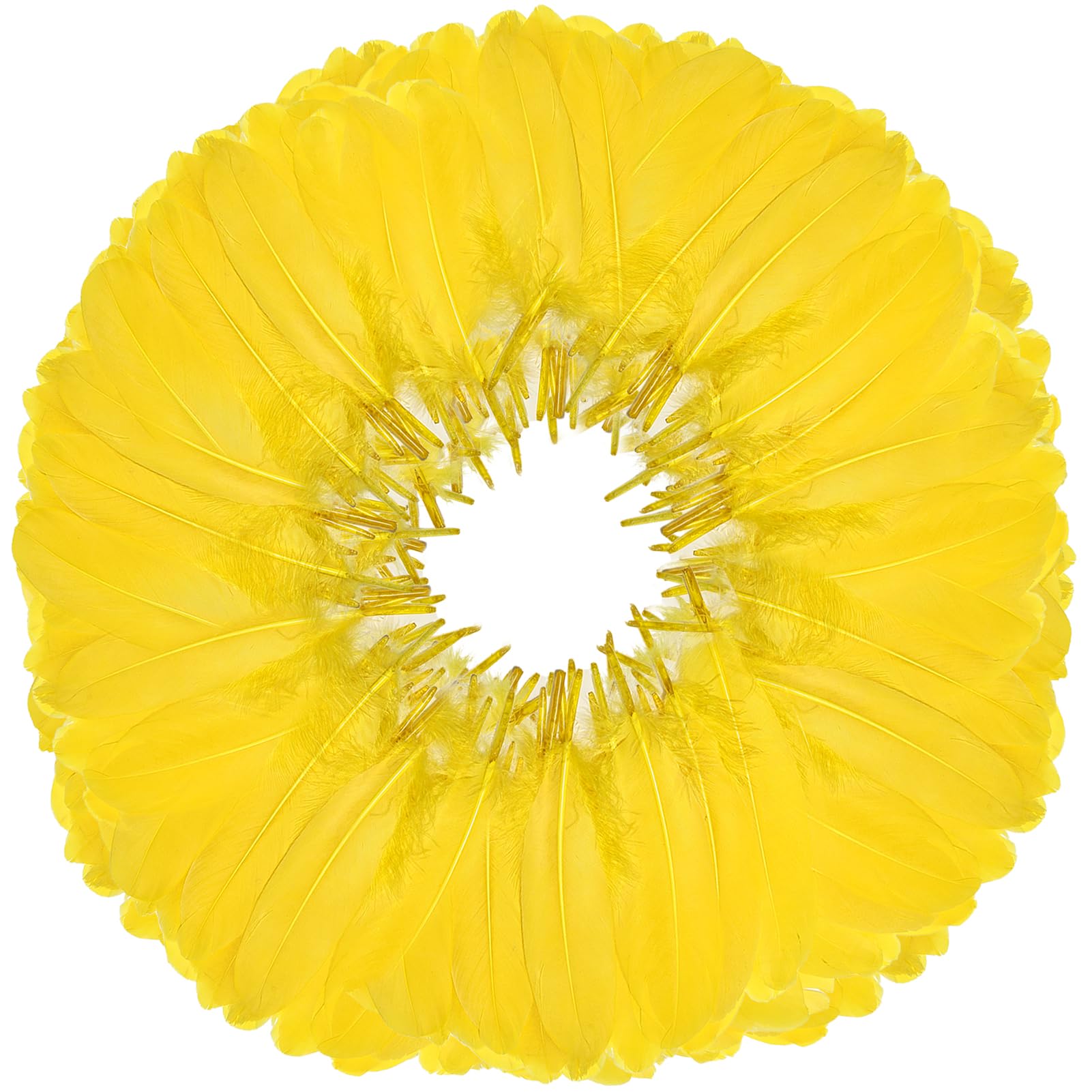 FeelfunFeather 120pcs Yellow Goose Feathers 6-8