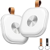 Air Tracker 2 Pack, Bluetooth Tracker with Holder Keychain, Keys Finder and Item Locator for Key, Bags Luggage, Suitcase and Wallet, Worldwide Tracking Tag Work with Find My APP(iOS Only), White