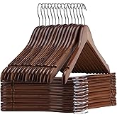 Ulimart Wooden Hangers 20 Pack - Sturdy Walnut Hangers for Shirts, Coats & Dresses - Ideal for Laundry & Everyday Use