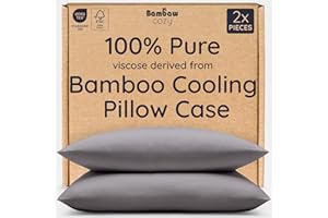 Bambaw 100% Viscose Derived from Bamboo Pillow Cases Queen Size Set of 2, Queen Cooling Pillow Cases with Envelope Closure, B