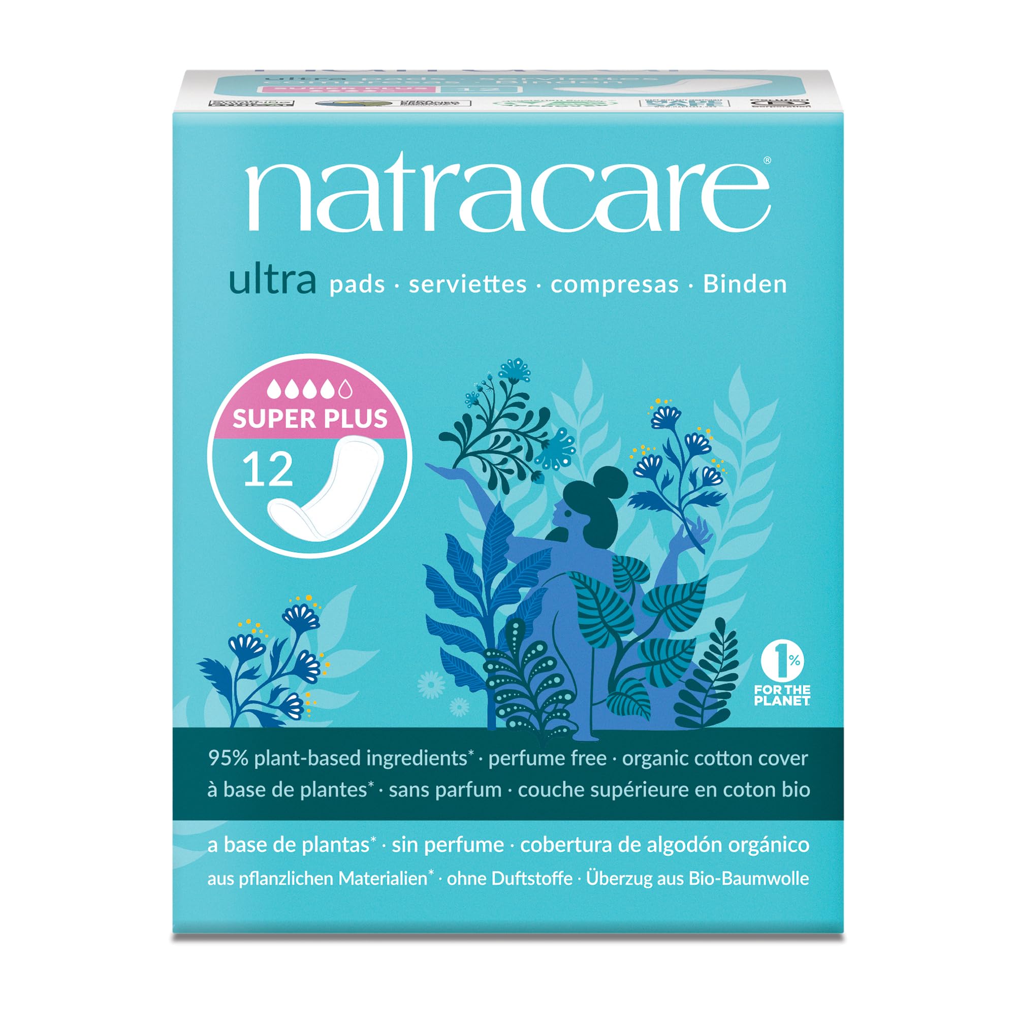 Natracare Ultra Super Plus Pads Without Wings - 12 Count
