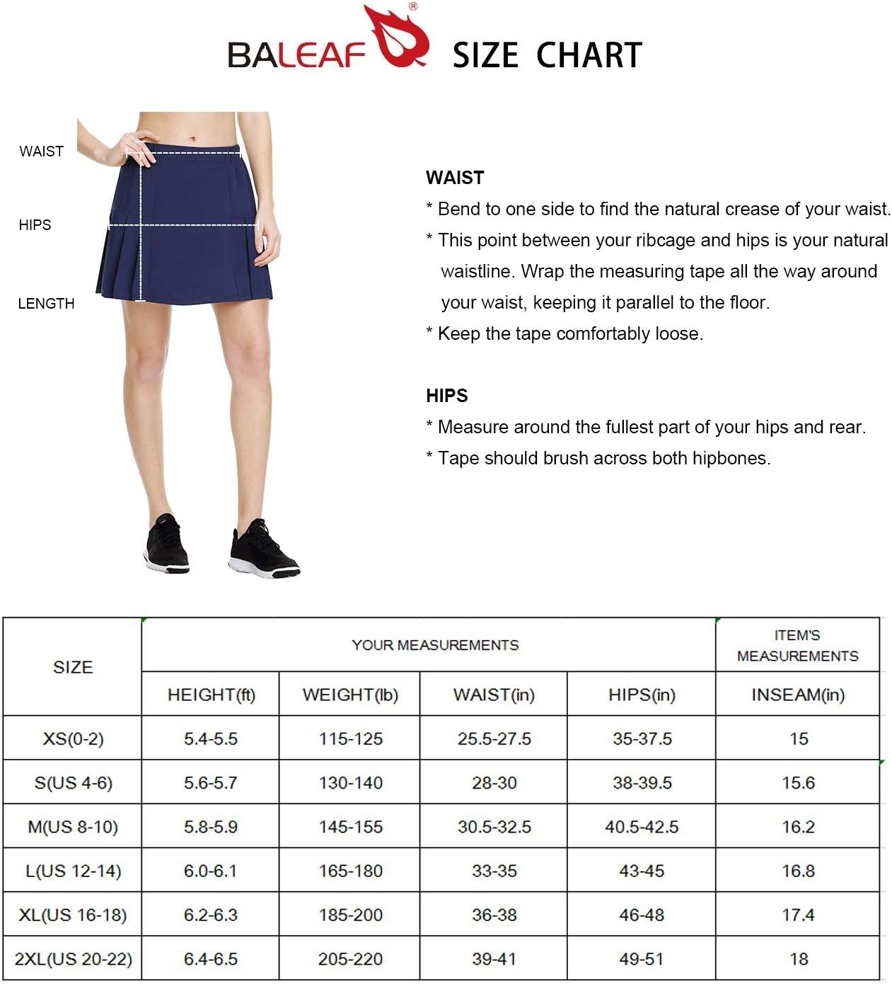 BALEAF Women's Athletic Tennis Skirt Pleated Golf Skort with Pockets for Running Lightweight : Clothing