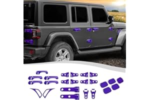 SQQP 24PCS Full Set Exterior Decoration Trim Kit Fit for 2018-2025 Jeep Wrangler JL JLU 2/4 Doors, Door & Hood Hinge Covers D